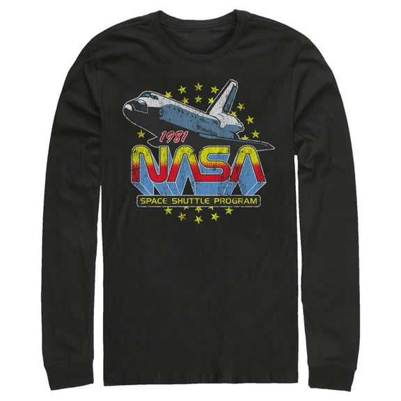 Men's NASA 1981 Retro Stars Long Sleeve Shirt Black Large