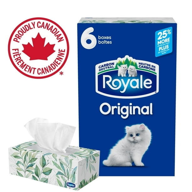Royale Original Facial Tissue, 6 Flat Boxes, 126 Tissues per box, 2-Ply, 756 Tissues