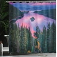 thumbnail image 4 of Ambesonne Nature Shower Curtain, Forest and Lake View, 69"Wx75"L, Green Pink, 4 of 5