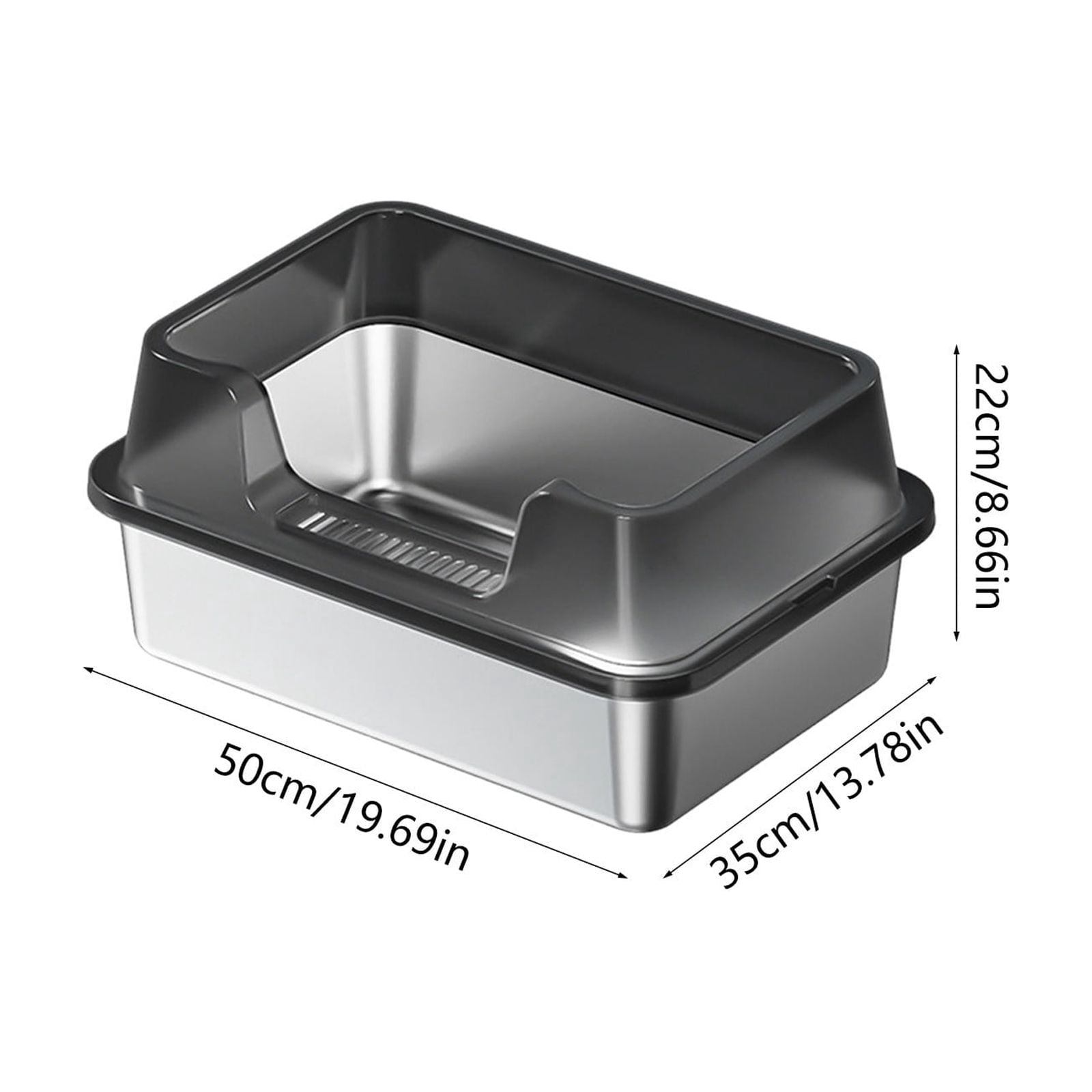 20 In Stainless Steel Litter Box,Extra Large Cat Litter Box,Litter Box Furniture,Enclosure Metal Cat Litter Pan With High Side,Non-Stick,Anti-Leakage, Easy Clean For Big And Multiple Cats