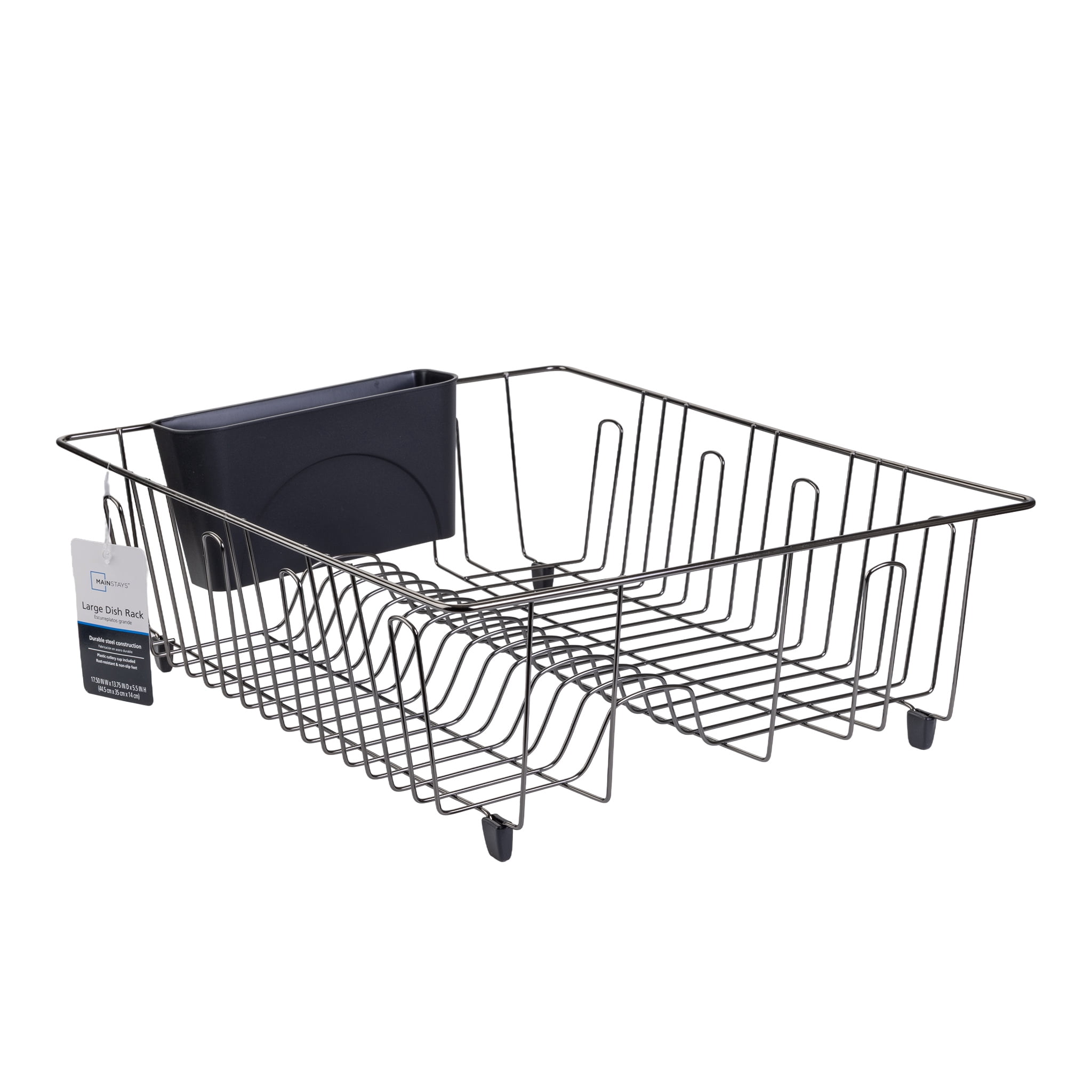 (6 pack) Mainstays Large Wire Dish Rack Black/Chrome - 17.5" x 13.75" x 5.5"