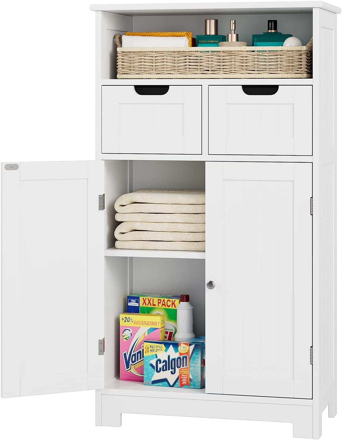 Modern 3-tier Floor Storage Cabinet Locker Organizer Bathroom Furniture White US 