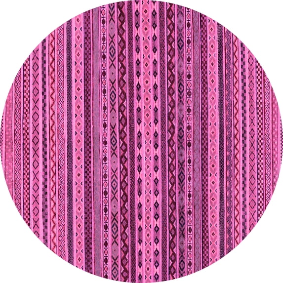 Ahgly Company Indoor Round Oriental Pink Modern Area Rugs, 4' Round