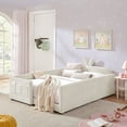 thumbnail image 5 of Full Size Bunny Ear Platform Bed Frame, Upholstered Boucle Fabric Bed Frame with Safety Rail & Storage Pocket, 5 of 9