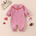thumbnail image 6 of mgoYE Baby Girl Clothes My First Christmas Baby Girl Outfit Newborn Flared Romper Stripe One Piece Jumpsuit Infant Girl Clothes(Red,0-3 Months), 6 of 9