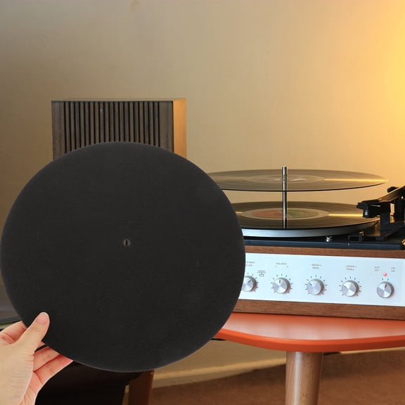 FONDOTIN Anti-Static Felt Turntable Mat Black for Vinyl Records, Record Player Accessory, and Noise-Reducing