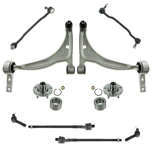 TRQ 10 pc Steering & Suspension Kit Control Arms Wheel Bearings Tie Rods New PSA60043