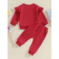 thumbnail image 5 of 2PCS Baby Girls Fall Outfits Long Sleeve Solid Color Sweatshirt + Pants Set Infant Clothes, 5 of 10