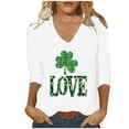 thumbnail image 2 of successthop Green Ladies Tops and Blouses 3/4 Sleeve Dressy St Patricks Day Plus Size with Crew Neck Polyester Casual St. Patricks Day Blouse Tops for Irish Themed Gifts M, 2 of 4