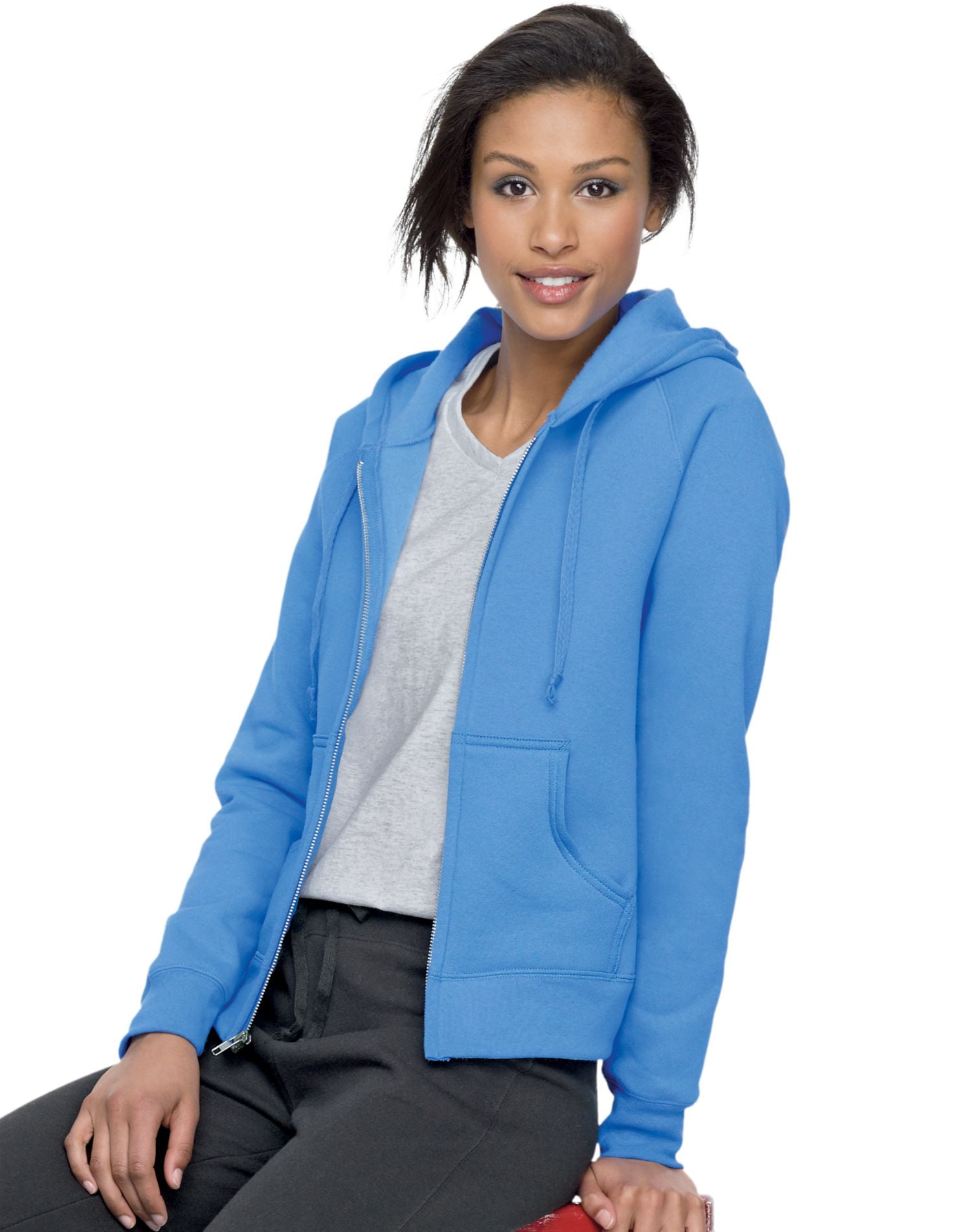 Hanes W280 Ecosmart Cotton Rich Full Zip Hoodie Women Sweatshirt Size 