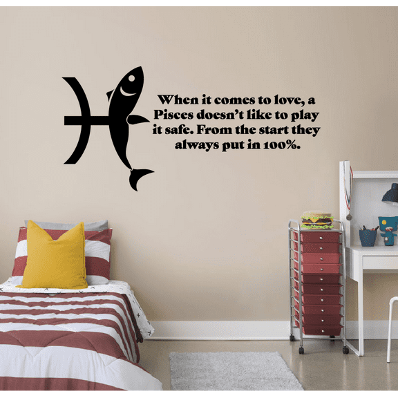 Pisces Horoscope Pisces Water Sign Doesnt Like To Play It Safe They Put In 100% Astronomy Zodiac Bedroom Wall Decal Art Sticker Wall Design Kids Adults Room Bedroom Wall Decoration Size (24x40 inch)