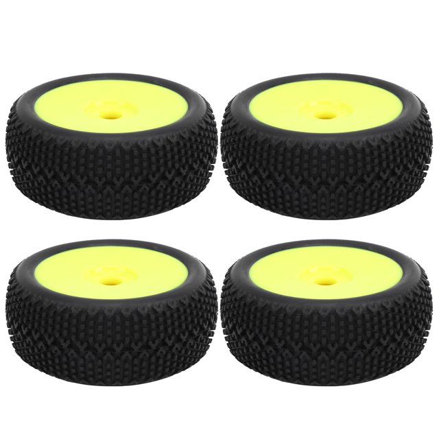 4 Uds neumáticos de coche RC marco de rueda amarillo neumáticos de goma accesorios piezas de mejora para modelo de coche 1/8 RC