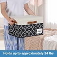 thumbnail image 2 of Extra Large Storage Bins with Lids, Foldable Fabric Storage Boxes with Lids and 3 Leather Handles, Sturdy Storage Baskets with Label Window for Home Office (6 Pack, White&Lattice Black), 2 of 4