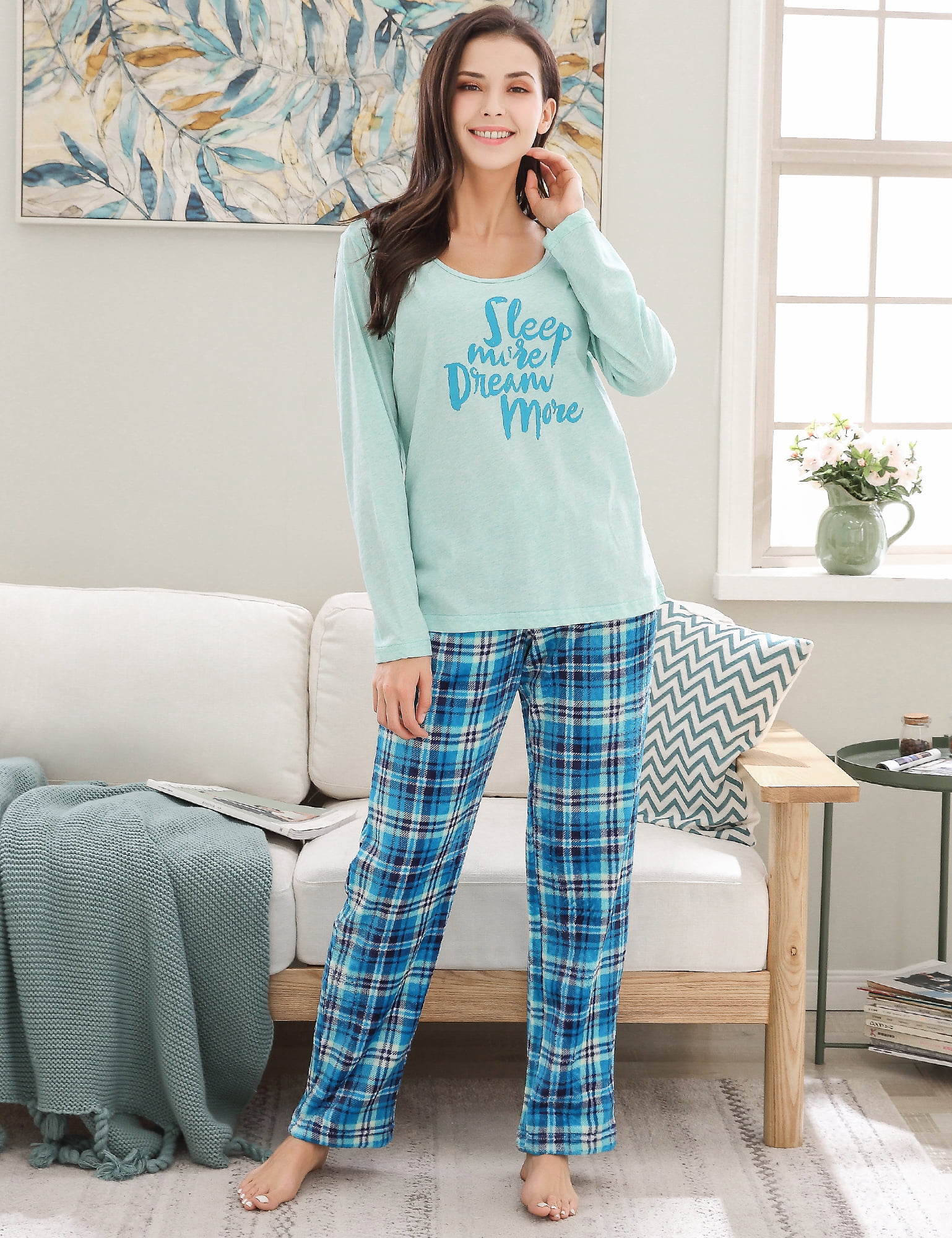 Winter Thick 2 Women Sleep Piece Pants Clothes Tops Set Wear Warm Home  Pyjamas Female Flannel Sleepwear Pijamas Pajamas, Beyondshoping