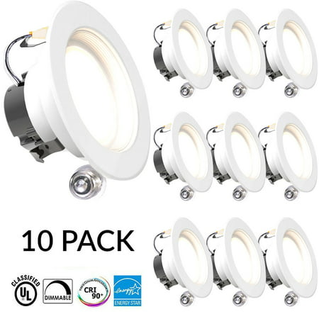Sunco Lighting 10 Pack 4 Inch Baffle Recessed Retrofit Kit LED Light Fixture, 11W (40W Replacement), 5000K Kelvin Daylight, 660 Lumen, Dimmable, Quick/Easy Can Install, Wet