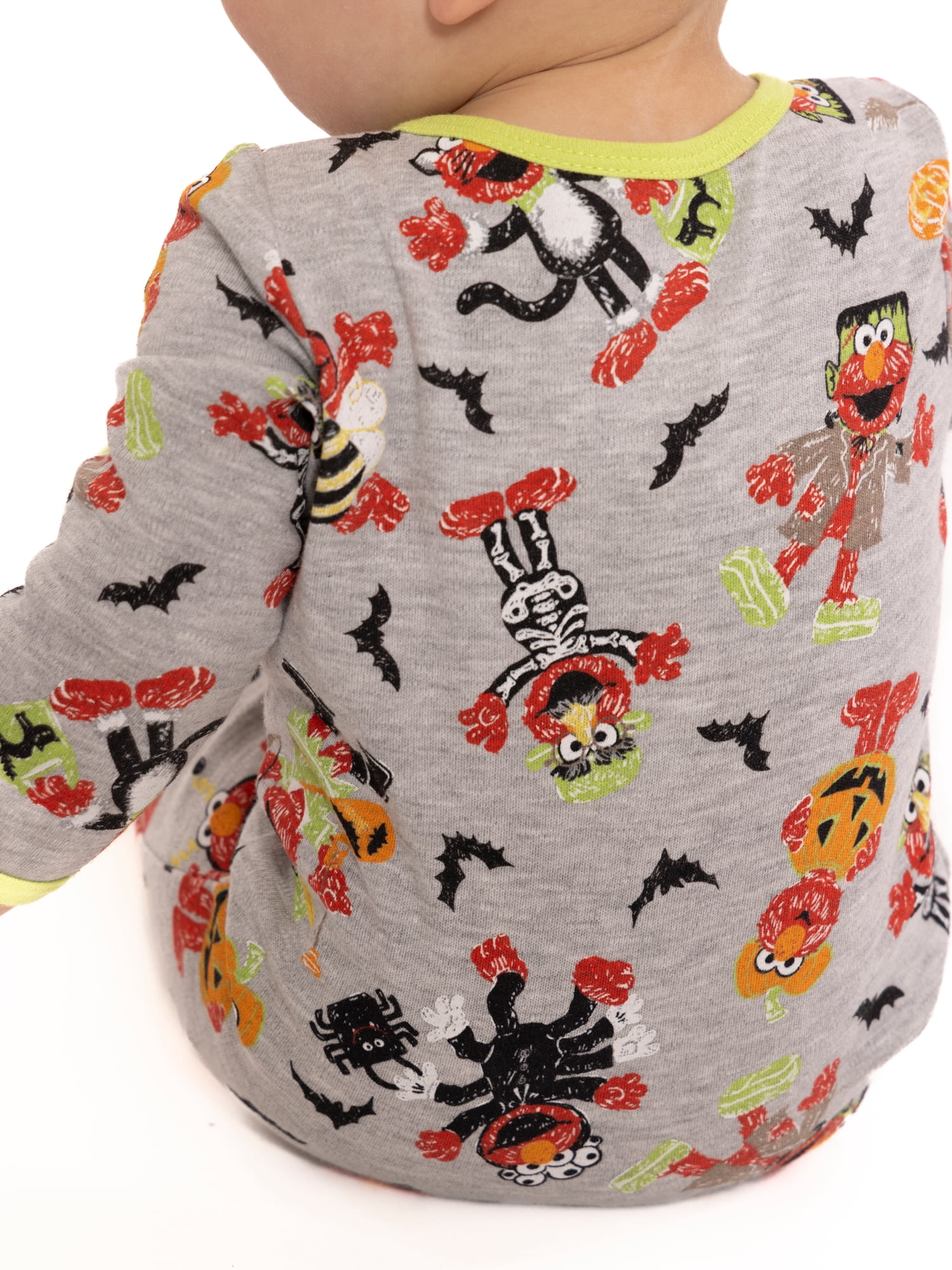 Halloween Sesame Street Elmo Baby Boys or Girls Footed Sleep N Play Pajamas and Bib Set, 2-Piece, Sizes 0M-9M