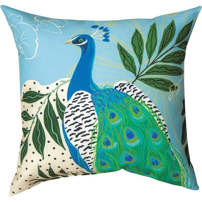 "MAJESTIC PEACOCK" INDOOR OUTDOOR PILLOW PILLOWS 18" SQUARE 