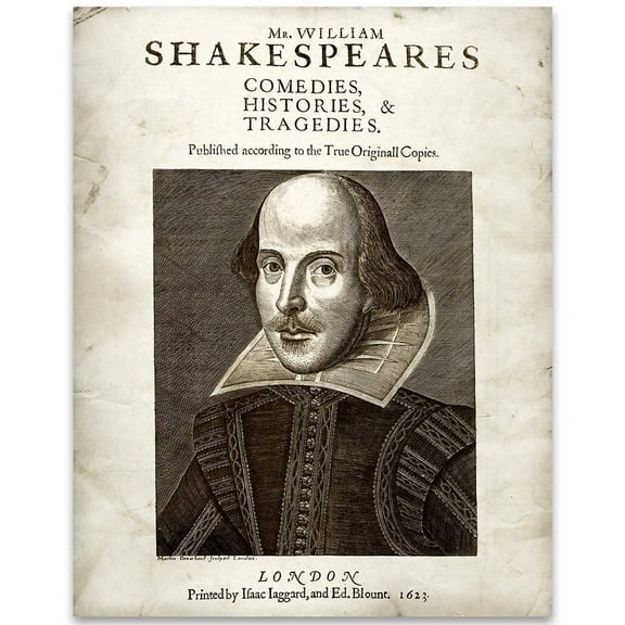 Shakespeare's Comedies, Histories and Tragedies - Classic Theatre Decorations, English Classroom Accessories, Great Gift for Literary and Shakespeare Lovers, 11x14 Unframed Typography Book Page Print