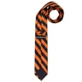 thumbnail image 3 of Jacob Alexander Men's College Stripe Woven 2.75 inch Width Slim Neck Tie - Orange Black, 3 of 5