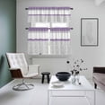 thumbnail image 4 of Purple Grey Kitchen Curtains Sets for Windows 24 Inch Length, Chic Garden Floral Stripe Aesthetic Flower Rod Pocket Window Treatments Tier Curtains and Valances Set for Bedroom/Bathroom, 4 of 8