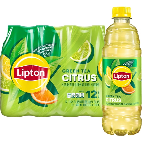 Té helado Lipton de té verde con cítricos 500 ml, paquete de 12