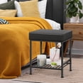 thumbnail image 4 of Vanity Stool with Storage, 20" PU Leather Stool with Adjustable Feet for Bedroom, Living Room, Black, 4 of 9