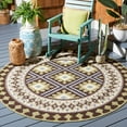 thumbnail image 2 of SAFAVIEH Veranda Magna Geometric Indoor/Outdoor Area Rug, Chocolate/Green, 6'7" x 6'7" Round, 2 of 8