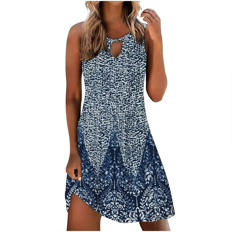 Boost jævnt Korridor Summer Dresses for Women Beach Spring Print Cute Dress Cover Up Sundress  Sleeveless Casual Boho Dress Shopping Online Return Pallets For Sale #1 -  Walmart.com