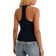 thumbnail image 7 of ZGRBOU Womens Racerback Ribbed Tank Tops Built in Bra V Neck Workout Tops Summer Sleeveless Stretch Crop Camisole, 7 of 7