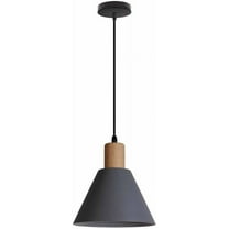 Farmhouse Wood Metal Pendant Lamp, Modern Simple Iron Pendant Lighting, Industrial Rustic Pendant Light, Nordic Style Pendant Light Fixture for Dining Room Kitchen Island Hallway Closet