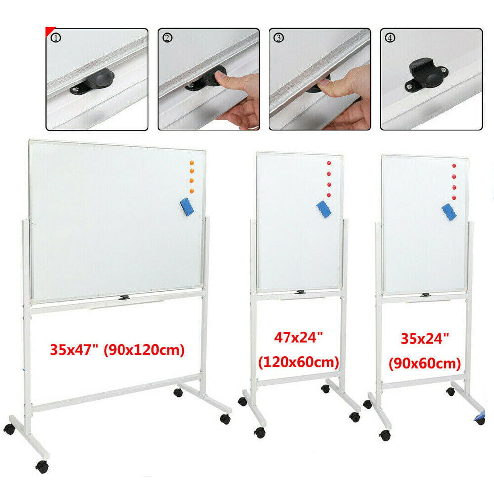 Mobile Whiteboard Magnetic Dry Erase Board 36x24 Double Sided with Stand 