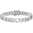 thumbnail image 3 of Solid 14K White Gold 9.2mm Hand Polished Figaro Link with Box Catch Lock Bracelet - 8", 3 of 6