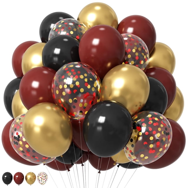 Globo HILAVO de látex negro, borgoña y dorado, 12 pulgadas (35 piezas)