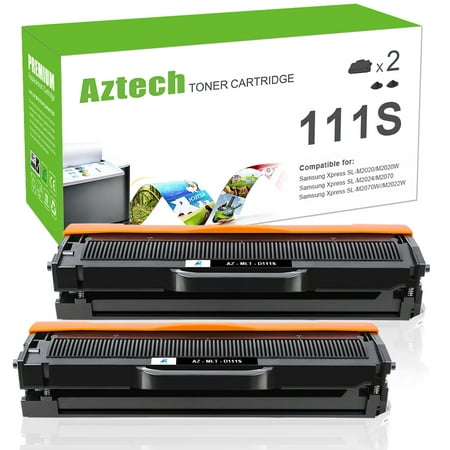 A AZTECH 2-Pack Compatible Toner Cartridge Replacement for Samsung MLT-D111S 111S Work with Samsung Xpress M2020W M2070FW M2070W Laser Printer Ink (Black)