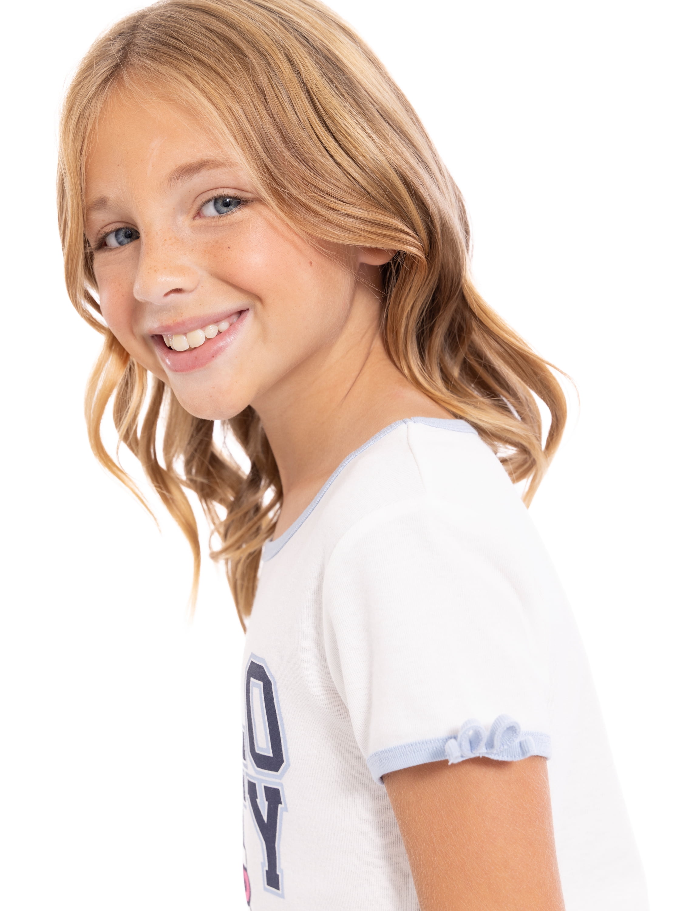 Hello Kitty Girls Bow Detail Graphic Tee with Short Sleeves, Sizes 4-16