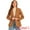 Caramel, variant on DARING DIVA Women's Faux Leather Jacket Lapel Collar PU Biker Moto Casual Oversized Blazer XS Black