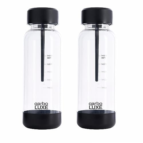 TWENTY39 qarbo LUXE - Botellas PET de 1 litro para máquina fabricadora de agua con gas premium - Paquete doble - Incluye dos tapas de carbonatación Airplus.