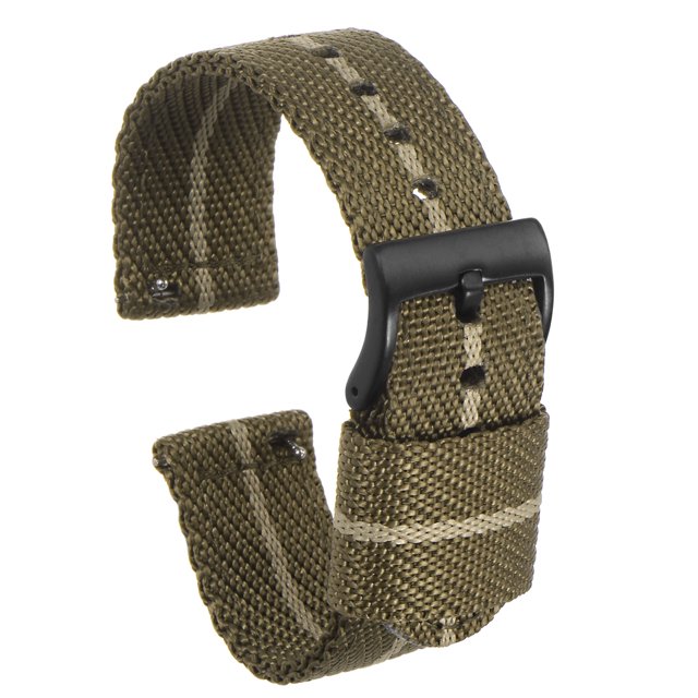 Marrón Caqui Nylon Reloj Correa 20mm Ancho Suave y Cómodo Premium Nylon Correa con Hebilla Negra, Universal Reemplazo Lienzo Reloj Correa