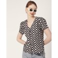 thumbnail image 4 of Moomaya Printed Cotton Tops For Women V Neck Short Puff Sleeve Regular Fit Top, 4 of 8