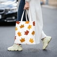 thumbnail image 5 of DouZhe Reusable Grocery Bags, Thanksgiving Falling Leaves Lightweight Polyester Canvas Cloth Tote Bag for Travle Gym Shopping School, 15" x 16", 5 of 7