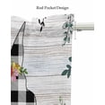 thumbnail image 5 of Black Plaid Rabbit Linen Curtain Valance for Bedroom/Bathroom/Kitchen/Office/Living/Dining Room Windows,Easter Egg Flower Plant Wood Grain Rod Pocket Topper Drapes Decorative Cafe Drapery Panel 60x18, 5 of 6