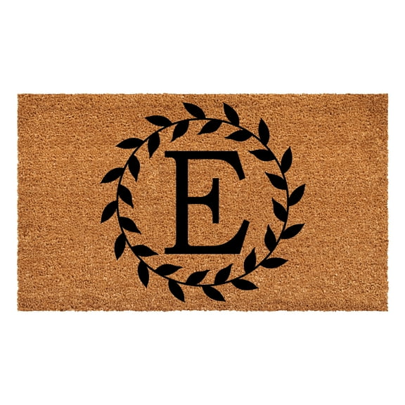 Laurel Wreath Doormat, 24" x 36" (Letter E)