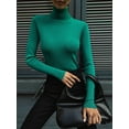 thumbnail image 4 of Women'S Long-Sleeved Shirt Autumn and Winter Fashion Basic Thermal Underwear Tops Green S, 4 of 6