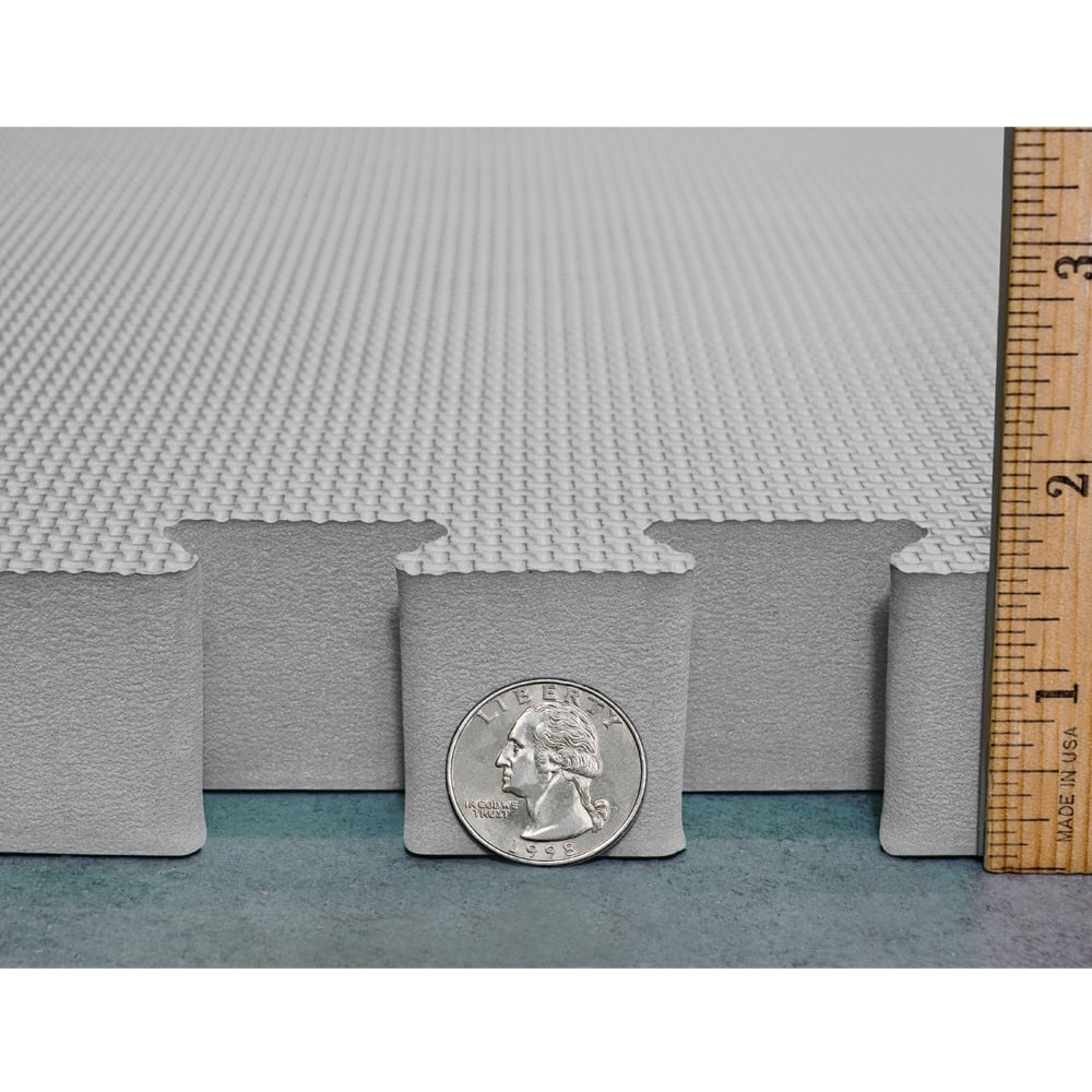 Meister X-THICK 1.5" Interlocking EVA Foam Mats - 2X Cushion for Wrestling, MMA Takedowns & Gymnastics - 2'x2' Tiles - Gray - 25 Tiles (100 Sqft)