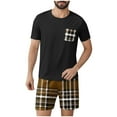 thumbnail image 3 of Mens Lounge Sets Crew Neck Short Sleeve T-Shirts Short Pants Sets Men Plaid Casual Home Sleepwear Summer Blouses Pants 2PCS Sets, 3 of 7