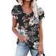 thumbnail image 1 of Fiudx Camisas de Mujer Blusa Informal de Manga Corta con Cuello En V y Estampado de Moda para Mujer, 1 of 4