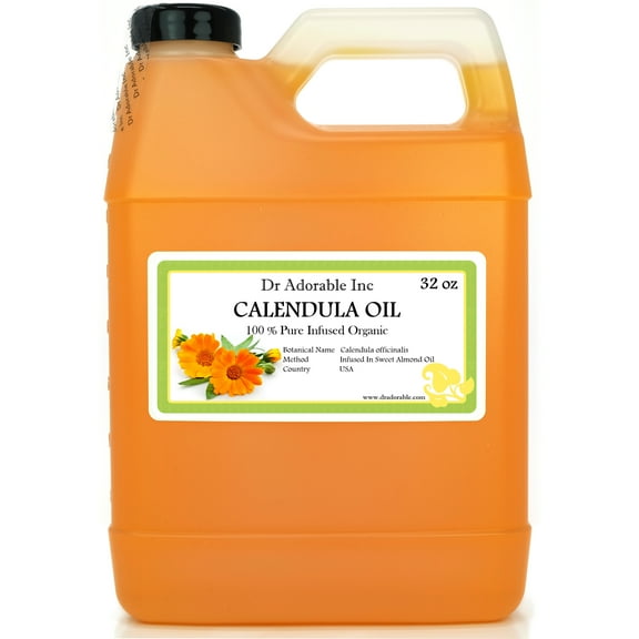 Dr Adorable - 32 oz - Calendula Infused Oil - 100% Pure Organic Cold Pressed Natural
