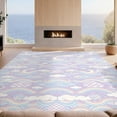thumbnail image 2 of Design&I 2'x3' Ultra Soft Door Mat, Mermaid Wave Kawaii Motifs Scale Cute Starfish Border Purple Flowing Dynamic None Fluffy Washable Easy Care Indoor rug for Bedside Entryway, 2 of 7