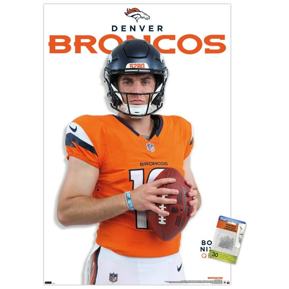 NFL Denver Broncos - Bo Nix Feature Series 24 Wall Poster with Push Pins, 22.375" x 34"