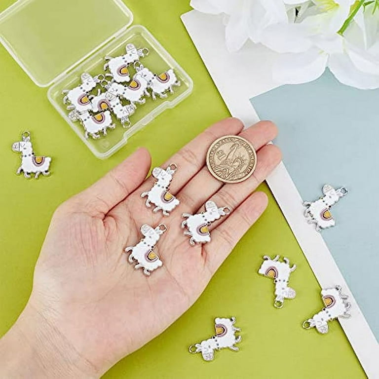 1 Box 20Pcs Animal Charms Llama Charms Bulk Sheep Charm Enamel Alpaca Charm  White Metal Alloy Charms 